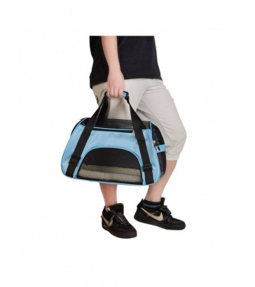 Переноска для животных, мягкий каркас, синяя, 4644