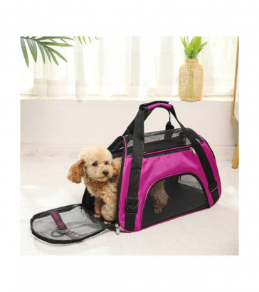 Переноска для животных, мягкий каркас, розовая, 4640