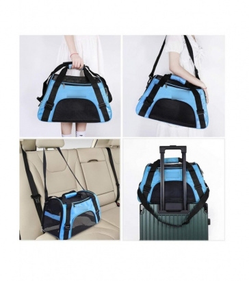 Переноска для животных, мягкий каркас, синяя, 4644