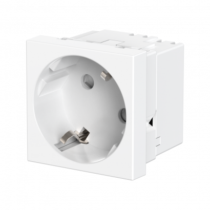 Розетка CADUCEUS ALING HIDE, встраиваемая, с заземлением, со шторками, 16А, 250В~, с расположением разъёма 45° (Артикул: 2341)