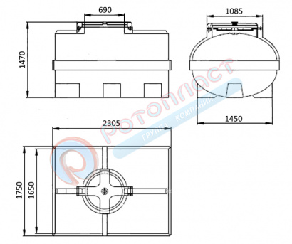Пластиковая емкость с люком 3500 литров