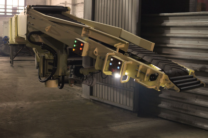 Телескопический конвейер для разгрузки мешков в фуры, контейнеры