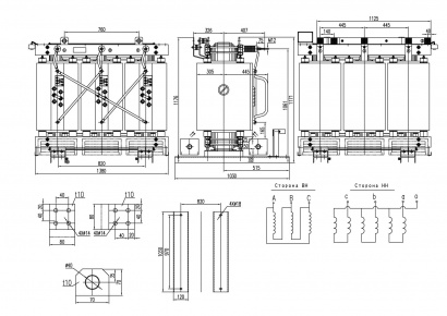 Сухой трансформатор ТСЛ/1250/10/0.4/D/Yн-11/IP00/Al с литой изоляцией