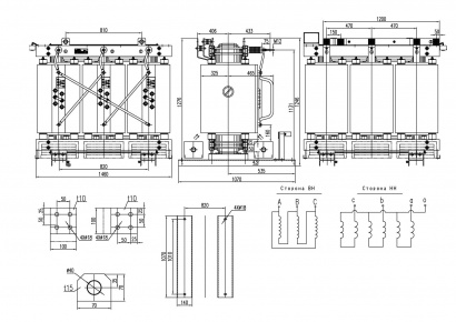 Сухой трансформатор ТСЛ/1600/6/0.4/D/Yн-11/IP31/AL с литой изоляцией