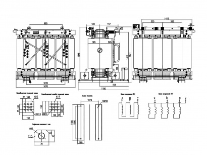 Сухой трансформатор ТСЛ 3150/10/0,4/IP00/Dy-h11/AL с литой изоляцией