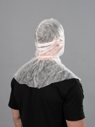 Шапочки-балаклавы с защитой плеч, белые, спанбонд 20 гр/м² (упаковка)