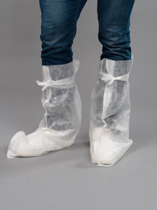 Бахилы высокие на завязках, белые, спанбонд 40 гр/м² (упаковка)