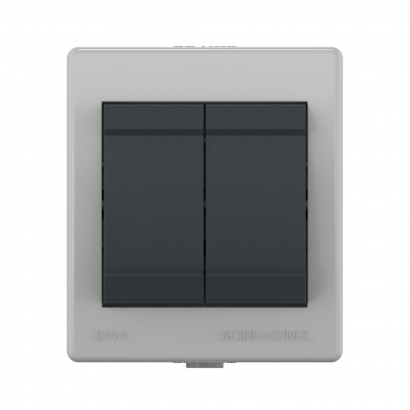 Выключатель двухклавишный CADUCEUS ALING POWER для открытой проводки, 10АХ, 250В~ (Артикул: 252)