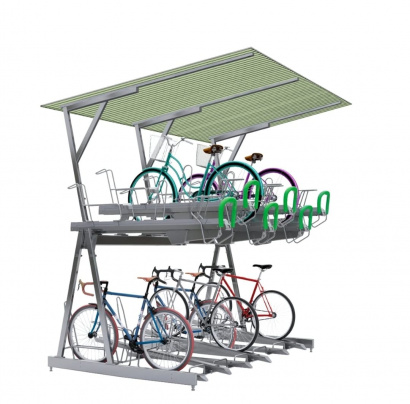 Двухуровневая велопарковка 12 мест с навесом